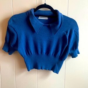 Urban outfitters blue collared crop top